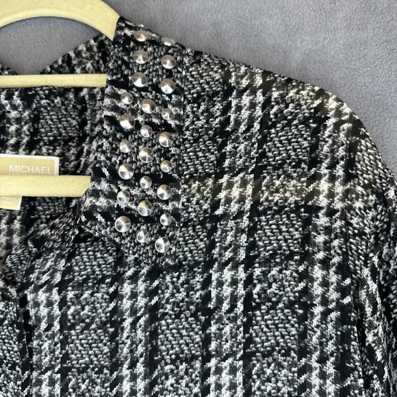 Michael Michael Kors Button Up Top Studded Snake Semi Sheer Blouse Plus Size 3X - Picture 4 of 8